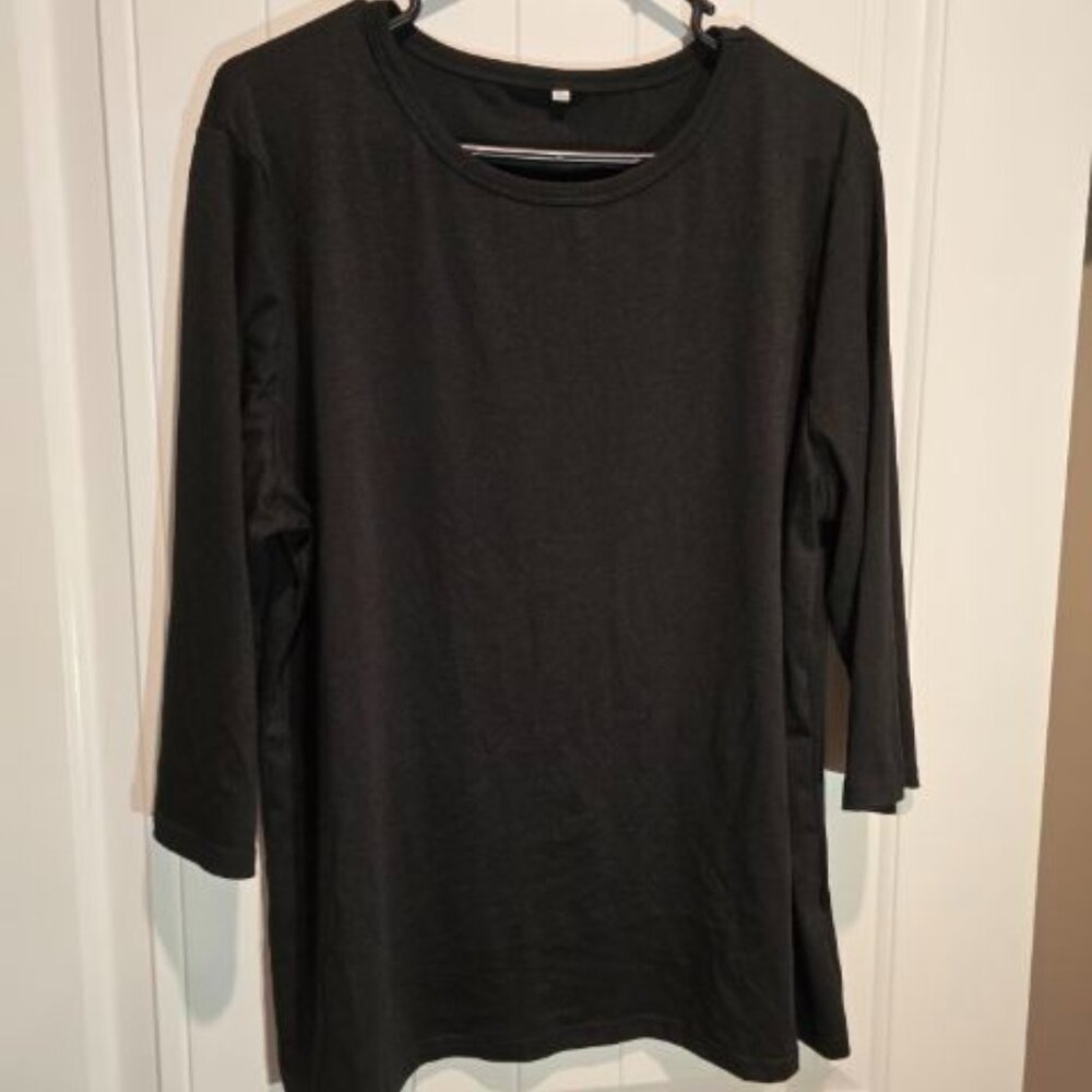 3/4 Sleeve Black T Shirt XXL